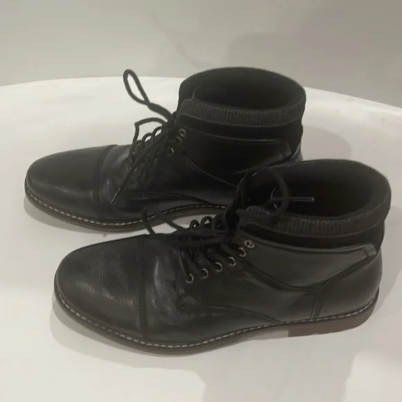 Ashford Hayes Men's Black Faux Leather Boots Size 9Medium Lace Up Good Condition - Picture 12 of 13